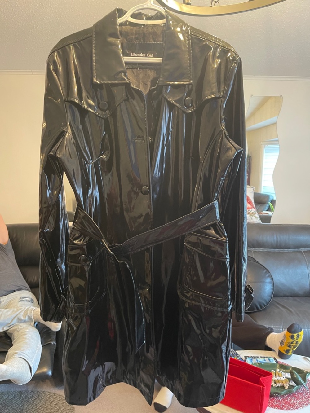Wonder Girl Black Patent Trench Coat